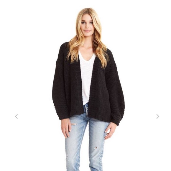 NakedCashmere Black Chunky Cardigan Sweater Open Knit 100% Cashmere Small $395 - Picture 1 of 12